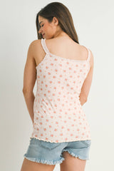 Floral Ribbed Maternity Camisole Tank Top