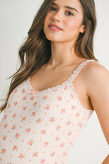 Floral Ribbed Maternity Camisole Tank Top