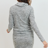 Cowl Neck Long Sleeve Maternity Sweater Dress - Heather Grey