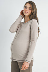 Reverse Stitching Long Sleeve Crewneck Maternity Top