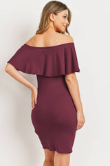 Off The Shoulder Ruffled Maternity Mini Dress