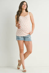 Floral Ribbed Maternity Camisole Tank Top